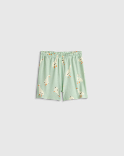 100% Organic Cotton Short Sleeve and Shorts Pajama Set - 6 / Navy Stripe