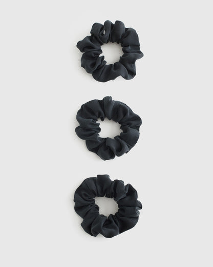 100% Washable Silk Scrunchies - One Size / Black