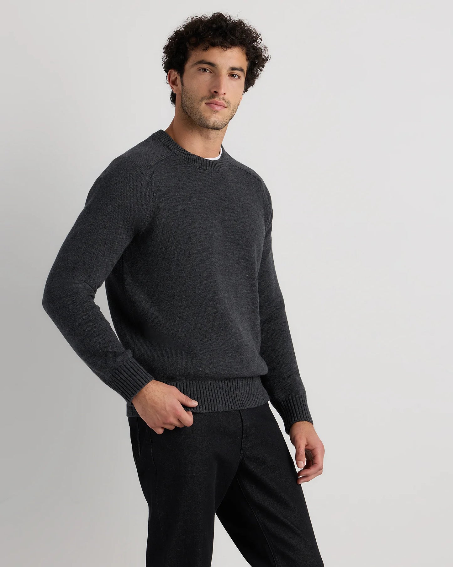 100% Organic Cotton Crewneck Sweater - S / Speckled Beige