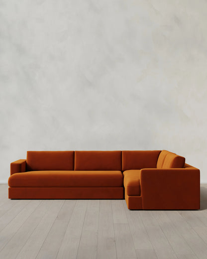 Sierra Curved Arm L Sectional in Performance Velvet - Right Arm / Sable