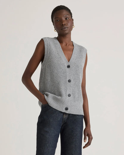 Mongolian Cashmere Fisherman Sweater Vest - XS / Oatmeal