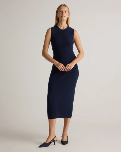 Mongolian Cashmere Sleeveless Midi Sweater Dress - XS / Black