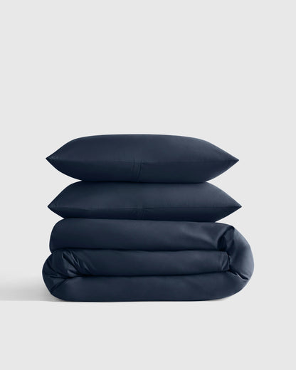 Organic Crisp Percale Duvet Cover Set - Twin / Espresso