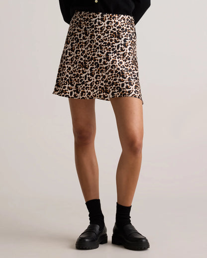 100% Washable Silk Mini Skirt - XS / Champagne