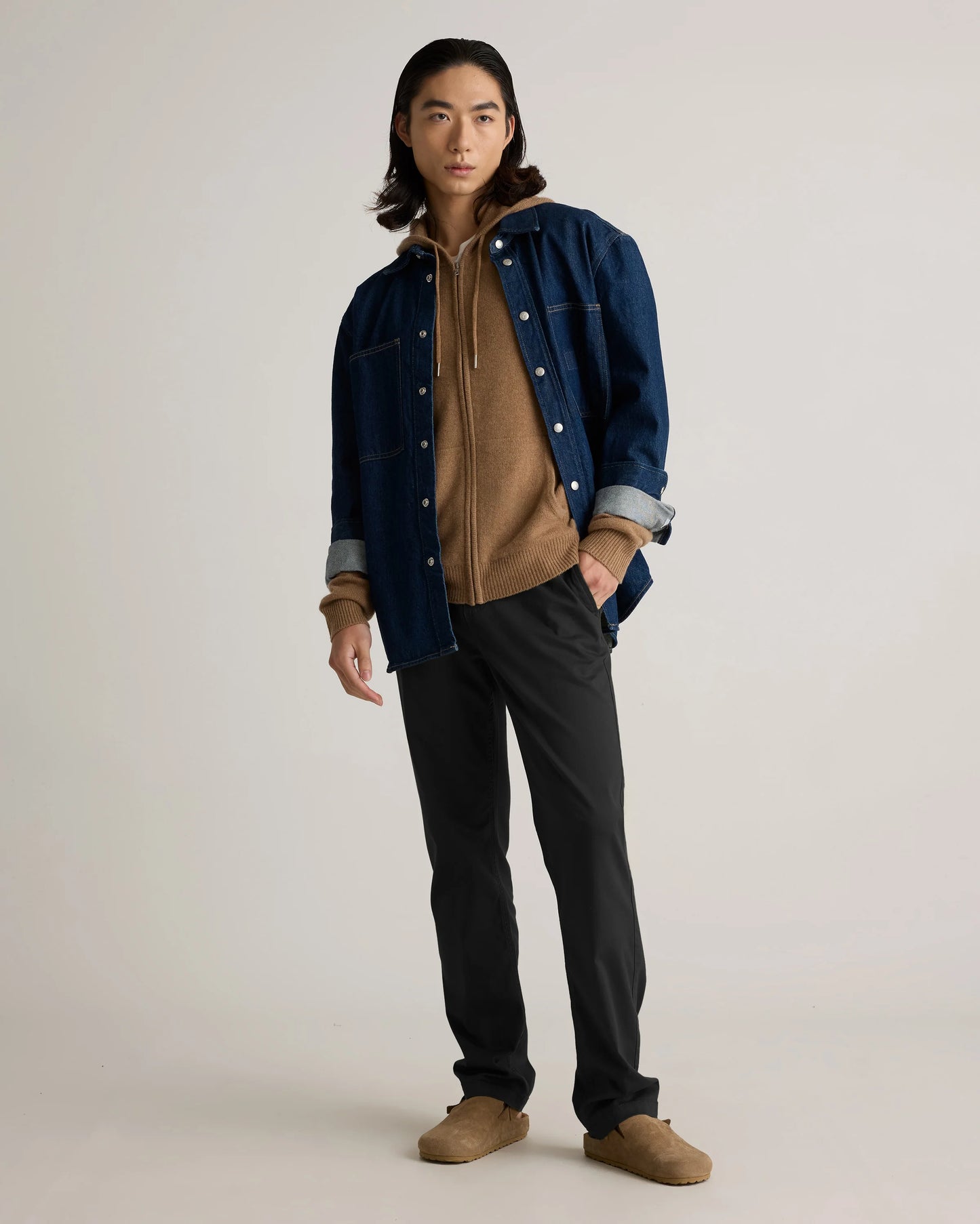 Mongolian Cashmere Full-Zip Hoodie - S / Teak