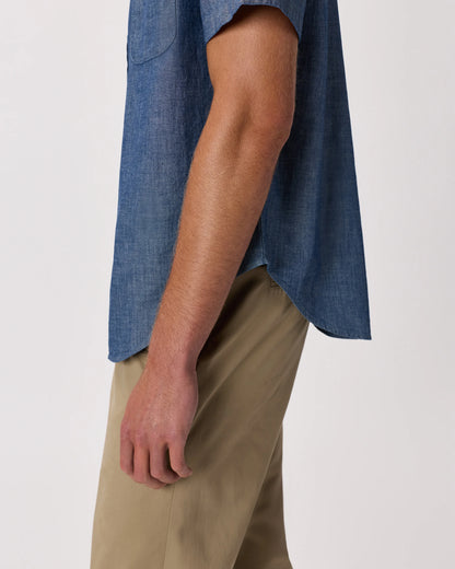 100% Organic Chambray Short Sleeve Shirt - S / Light Chambray