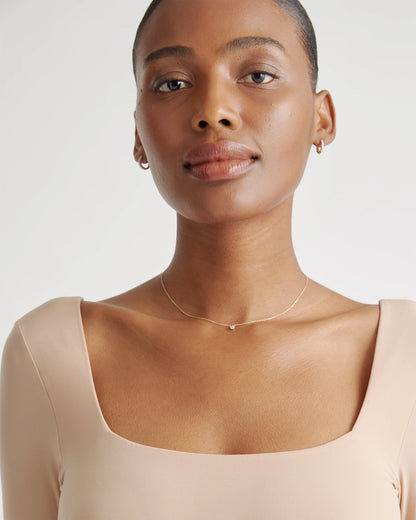 Second Skin Square Neck Long Sleeve Bodysuit - XS / Black
