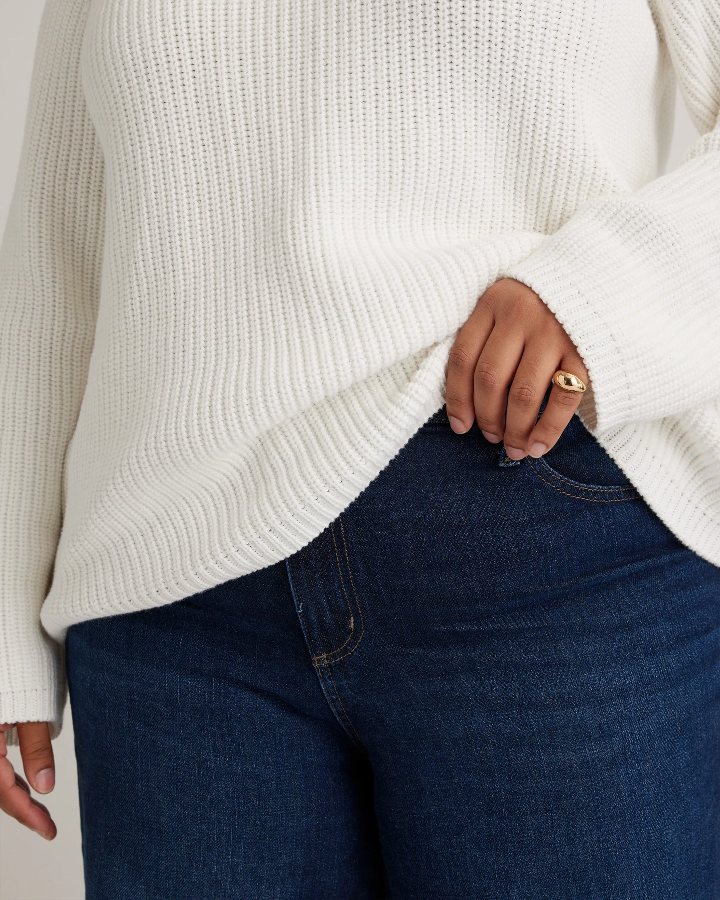 100% Organic Cotton Fisherman Crew Sweater - 1X / Blue Sapphire