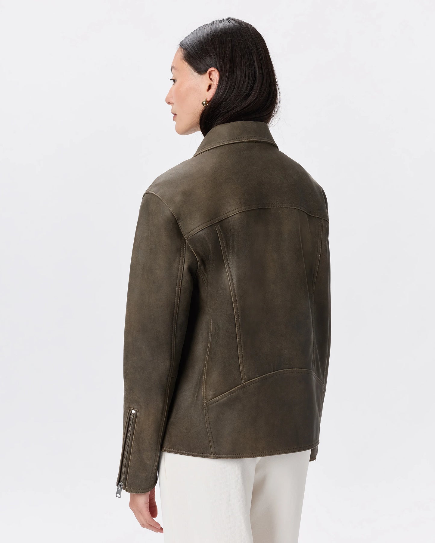 100% Leather Oversized Biker Jacket - XS / True Black