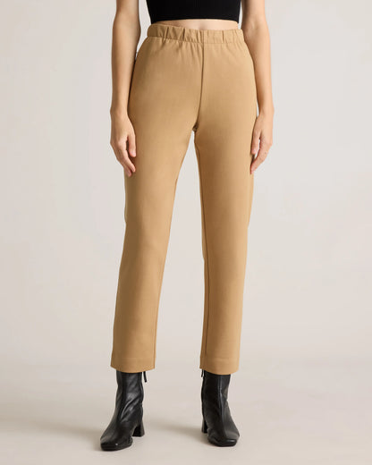Organic Cotton Double Knit Straight Pants - XS / Soft Camel