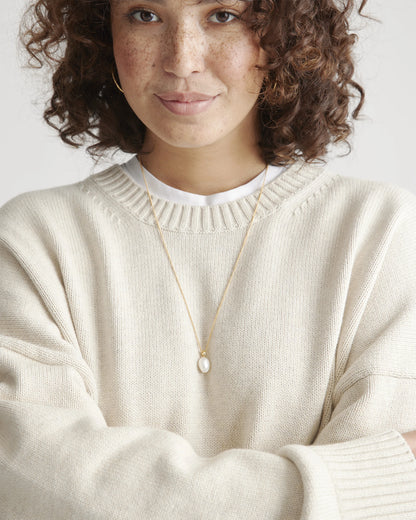 100% Organic Cotton Boyfriend Crew Sweater - XS / Speckled Beige