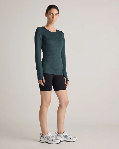 Ultra-Soft Fitted Long Sleeve Top - XS / Heather Navy