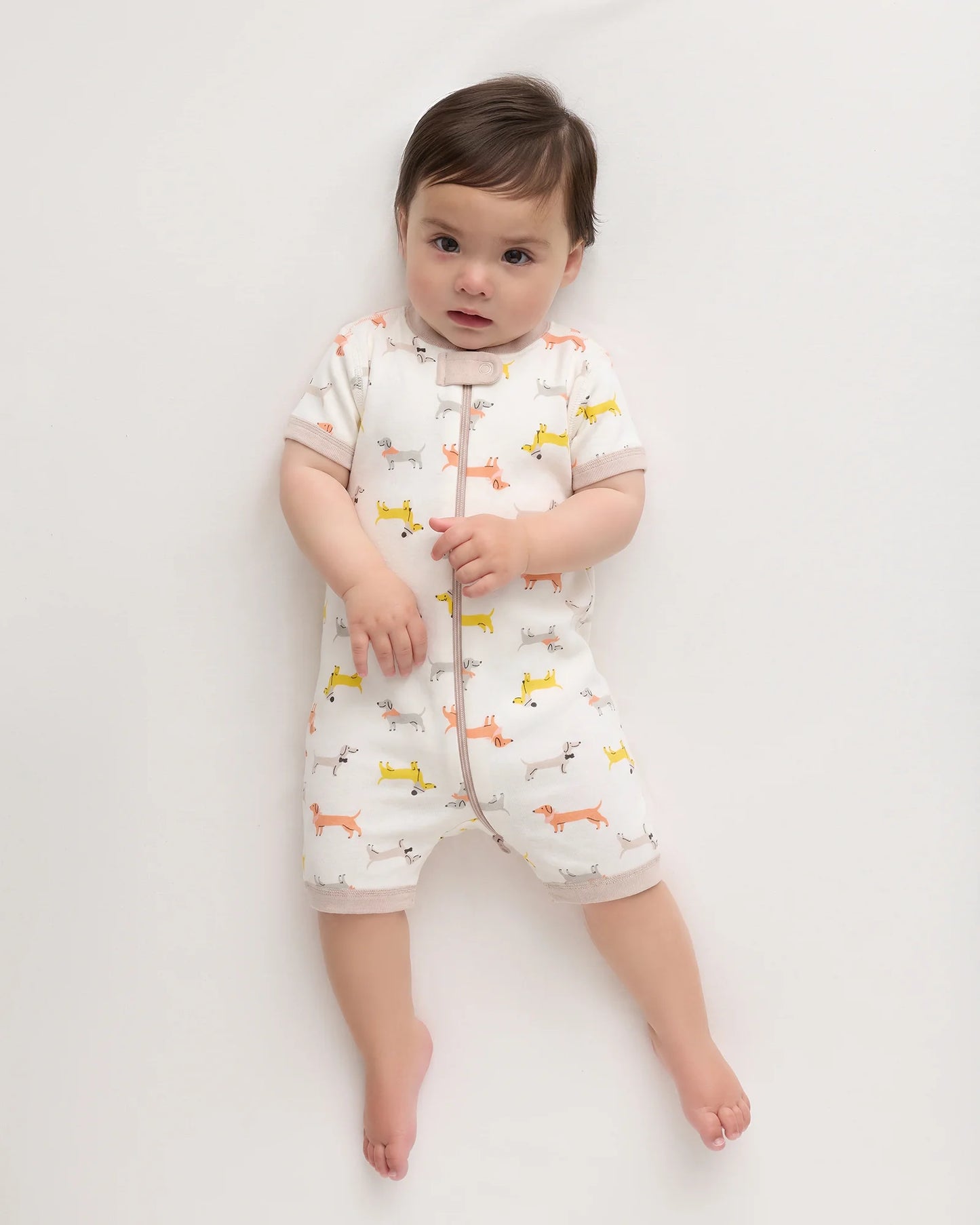 100% Organic Cotton Shortie Onesie Pajama - 0-3M / Animal Faces