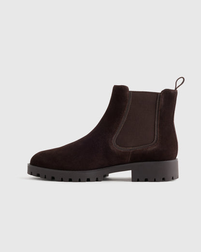 Italian Suede Lug Sole Chelsea Boot - 5 / Almond Suede