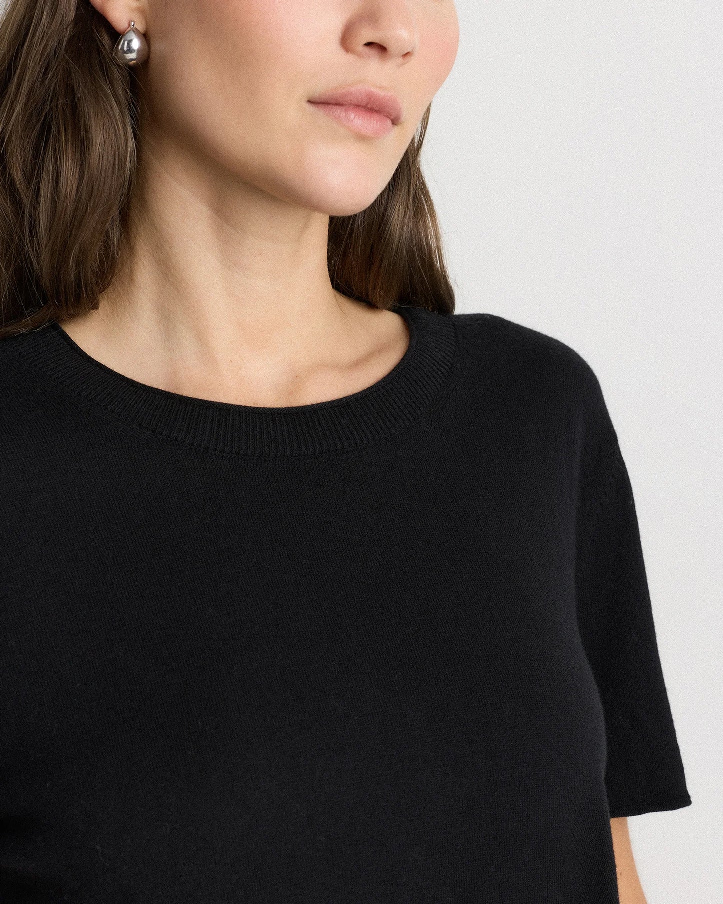 Lightweight Cotton Cashmere Relaxed Sweater Tee - XS / Sugar Stone