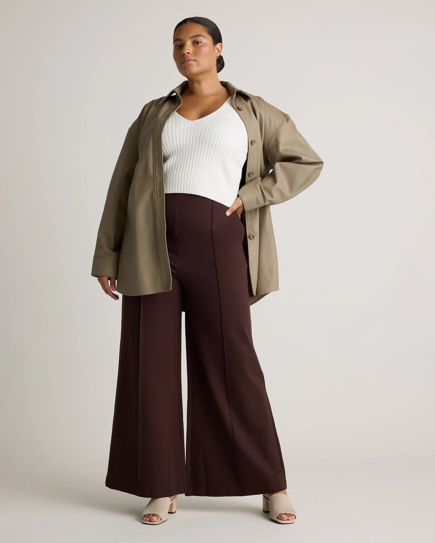 Ultra-Stretch Ponte Super Wide Leg Pants - XS / Black