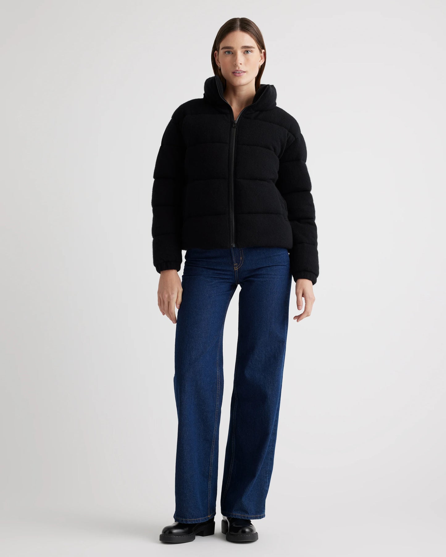 Mongolian Cashmere Puffer Jacket - XS / Brown