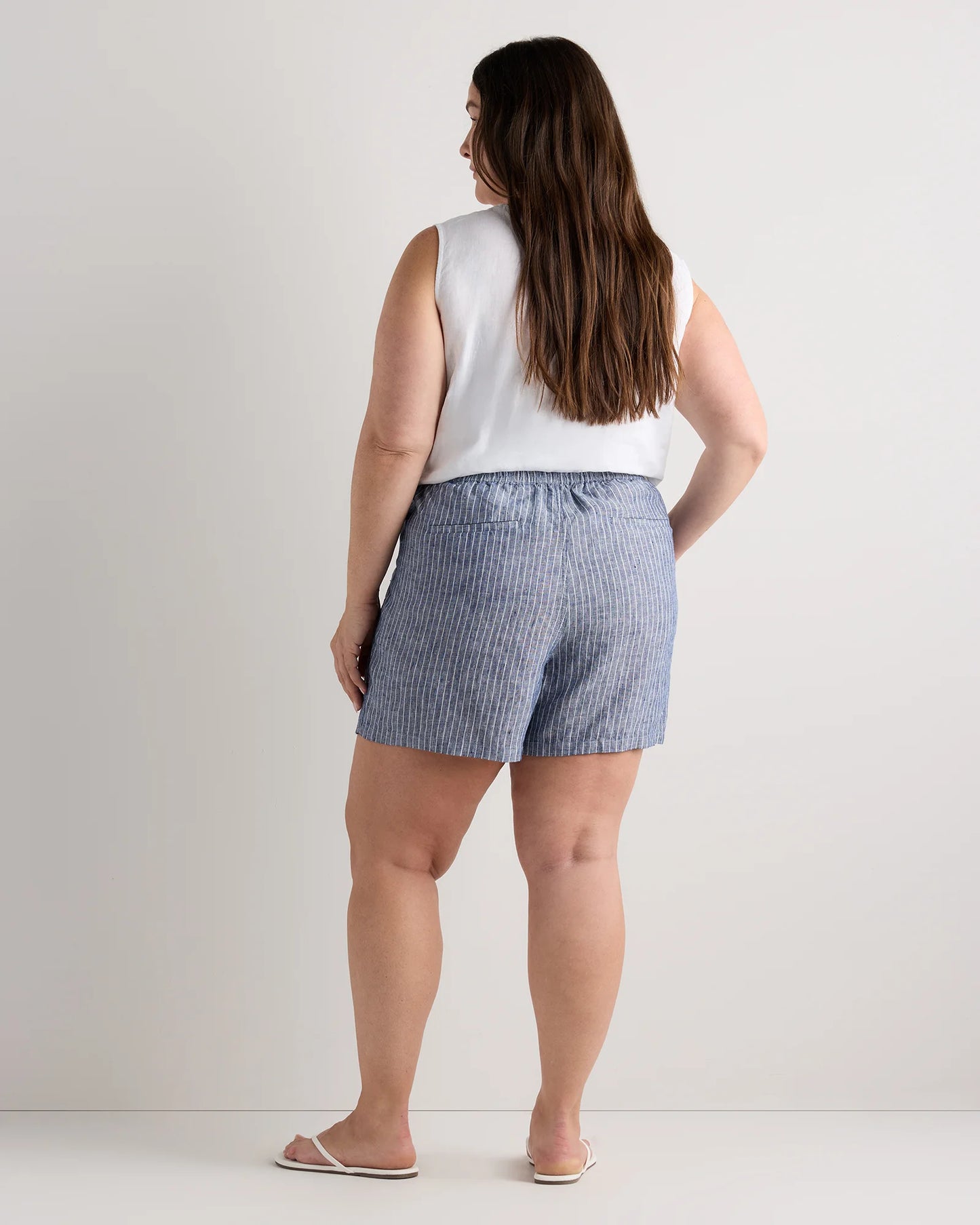 100% European Linen Shorts - 1X / Classic Mini Gingham
