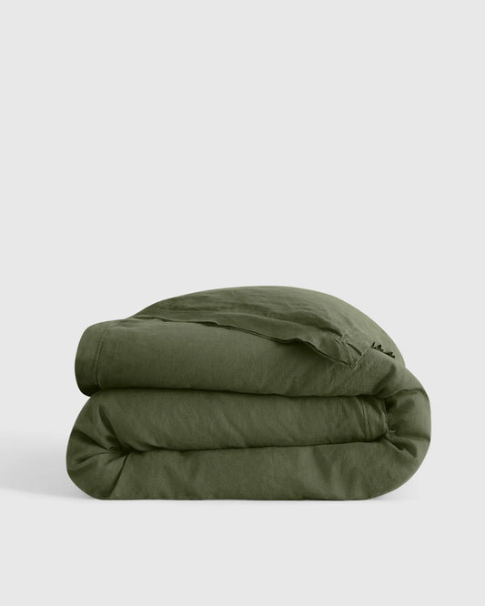 European Linen Double Flange Duvet Cover - Twin / Pine