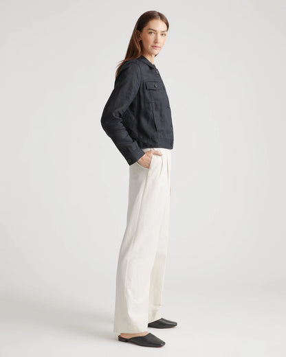 100% European Linen Jacket - XS / Flax
