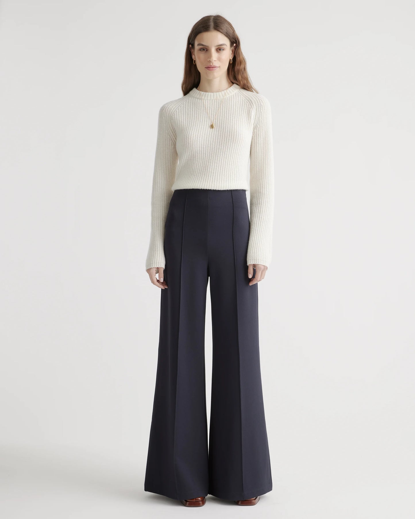 Ultra-Stretch Ponte Super Wide Leg Pants - XS / Black