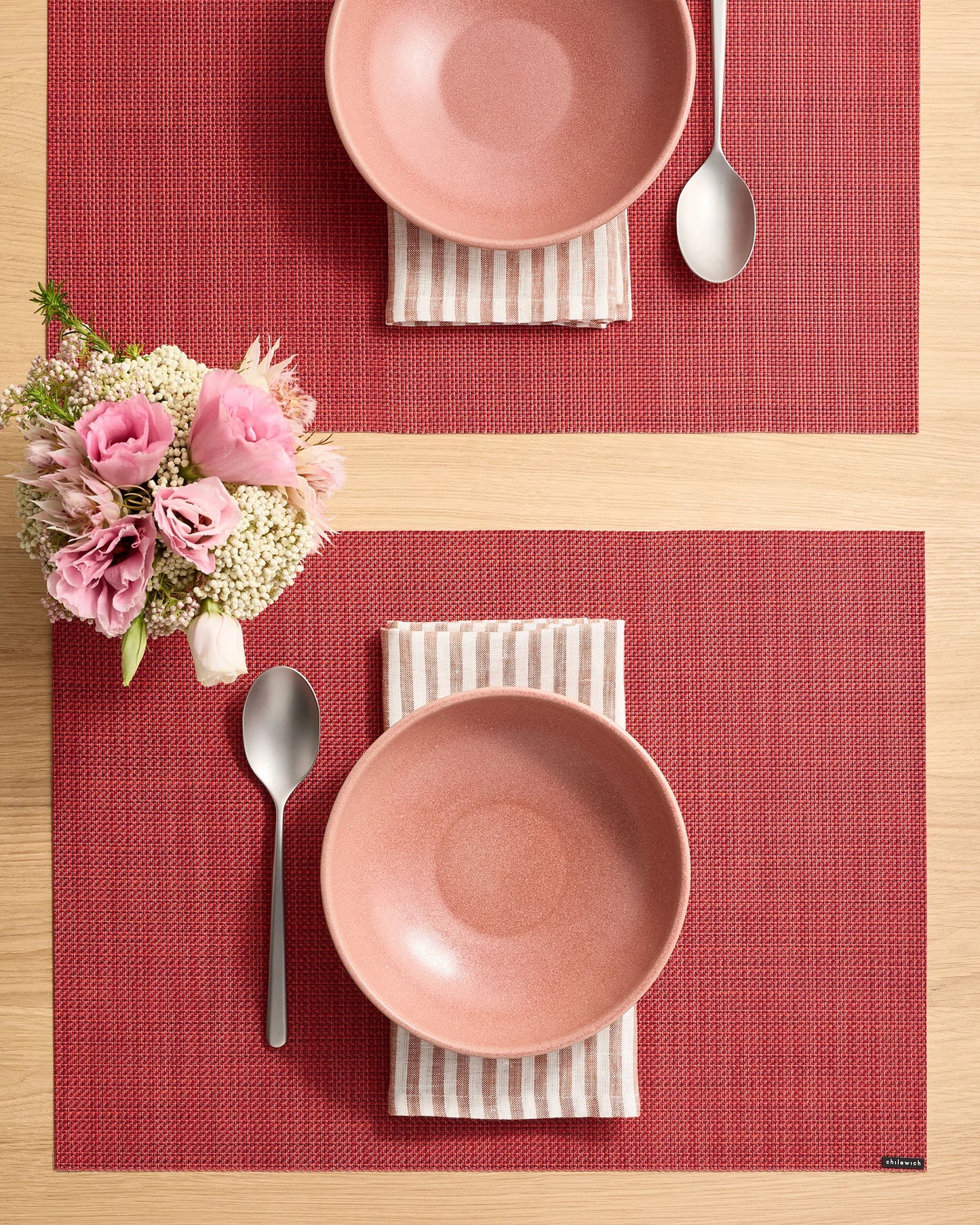 Mini Basketweave Easy-Care Rectangular Placemat, Set of 4 by Chilewich - One Size / Parchment