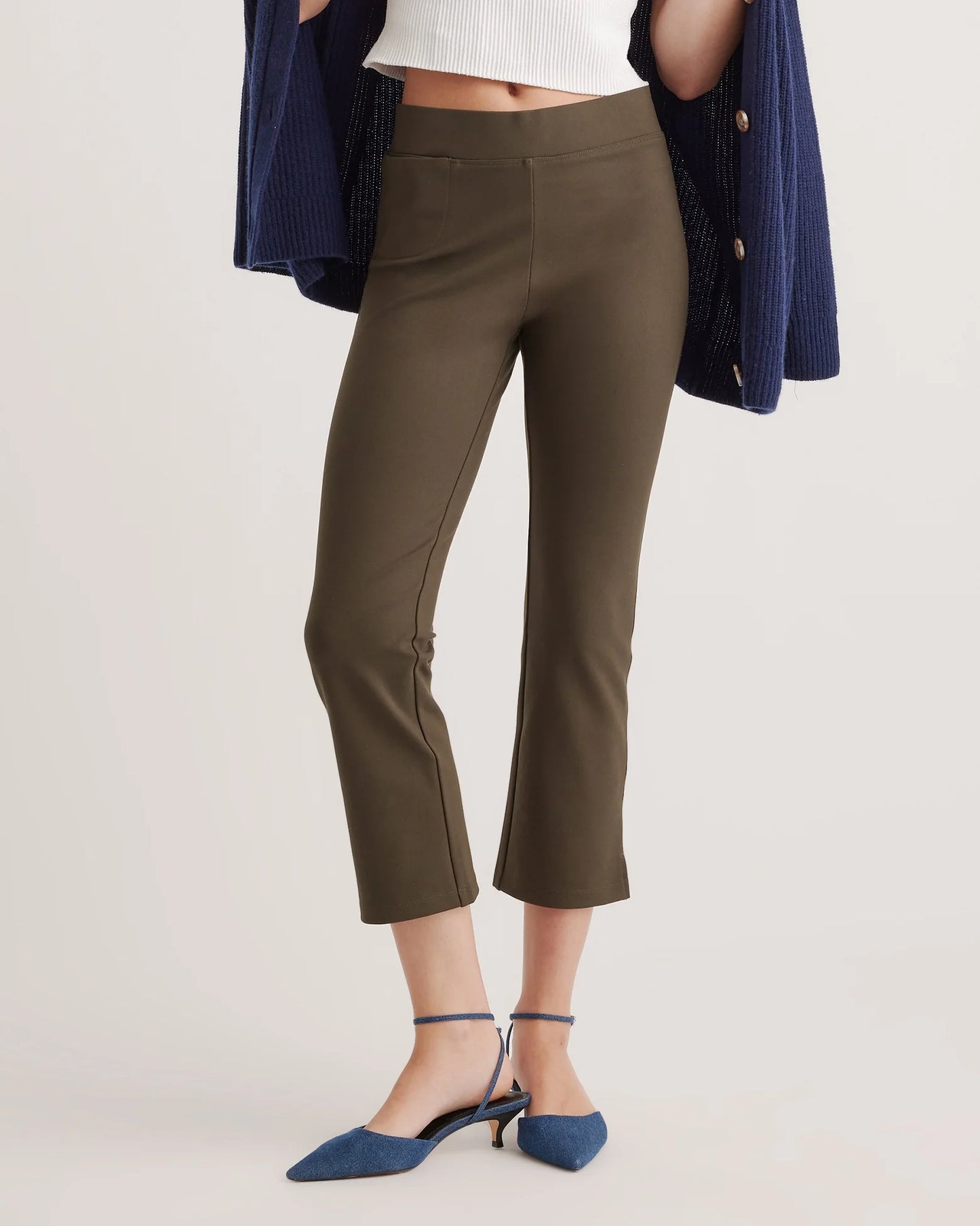Ultra-Stretch Ponte Kick Flare Pants - XS / Olive