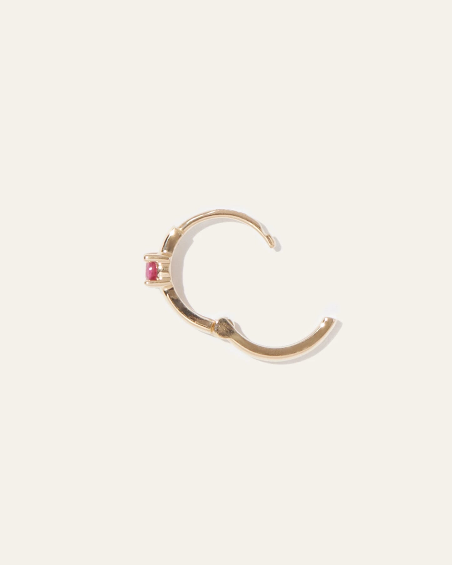 14K Gold Gemstone Tiny Huggie - Single - One Size / Emerald