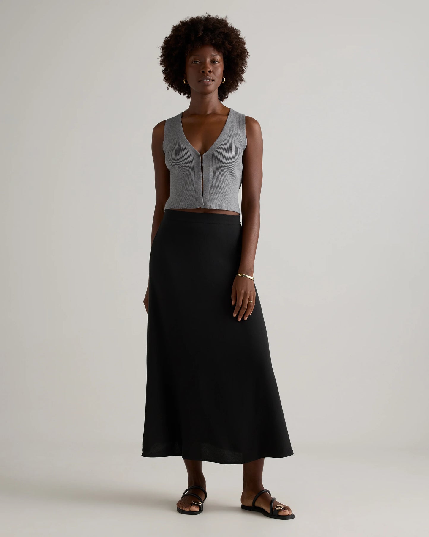 Lightweight Crepe Slip Skirt - XS / Moonstone Blue