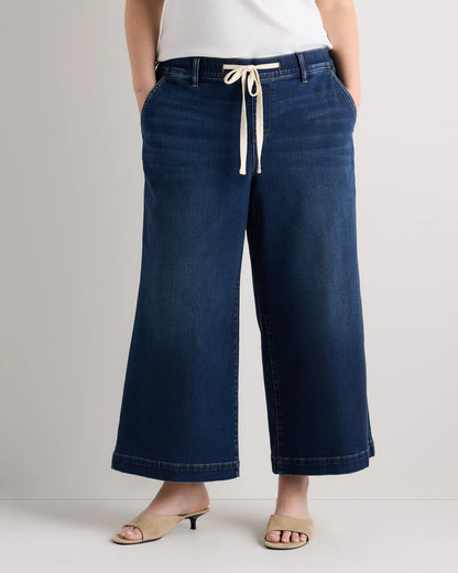 Mia Wide Leg Crop Jeans - 1X / Deep Sea Blue