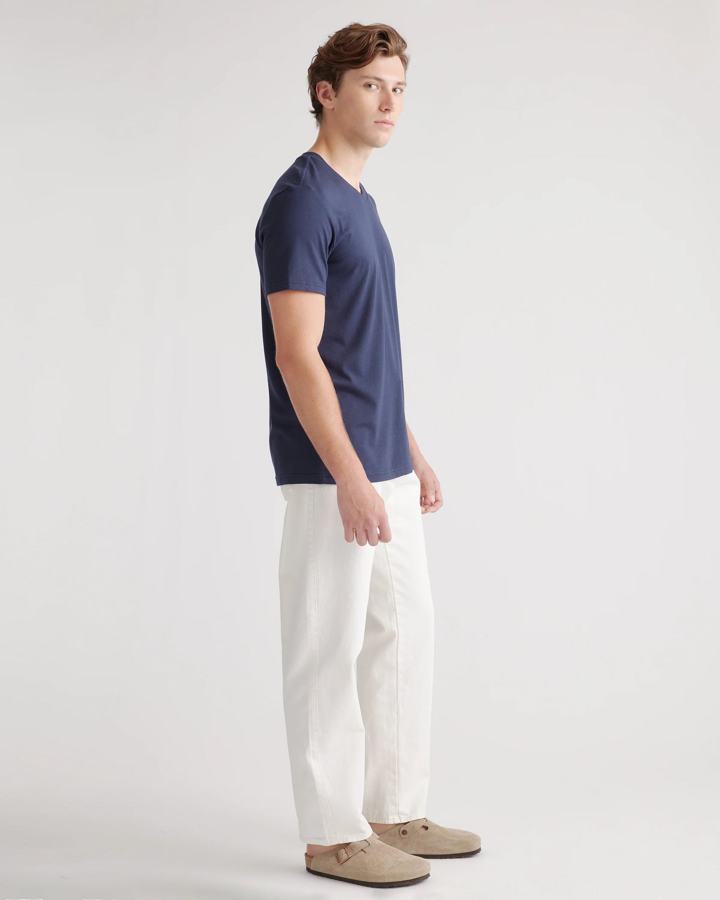 Cotton Modal V-Neck Tee - S / Deep Navy