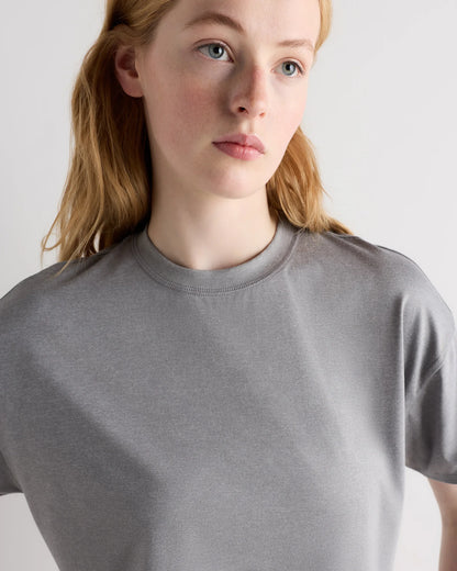 Flowknit Breeze Boxy Cropped Tee - XS / Heather Deep Navy