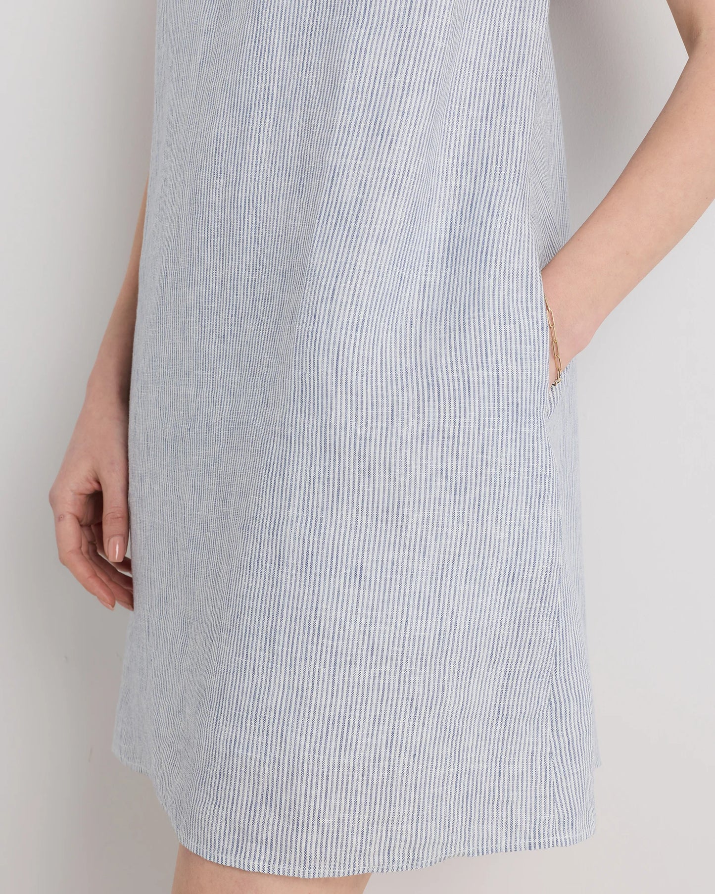 100% European Linen Tank Mini Dress - XS / Deep Navy