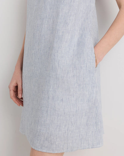 100% European Linen Tank Mini Dress - XS / Deep Navy