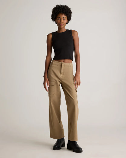 Organic Stretch Cotton Twill Cargo Pants - 0 / Light Khaki