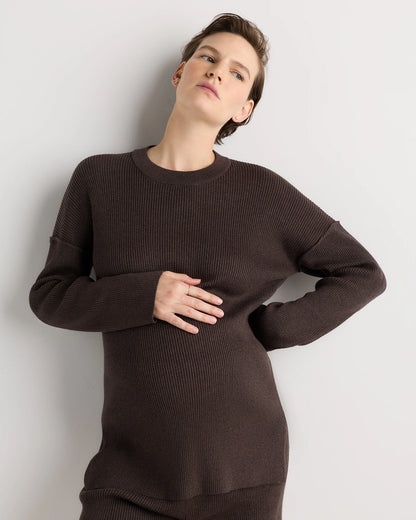 Cotton Cashmere Oversized Maternity Sweater - XS / Black