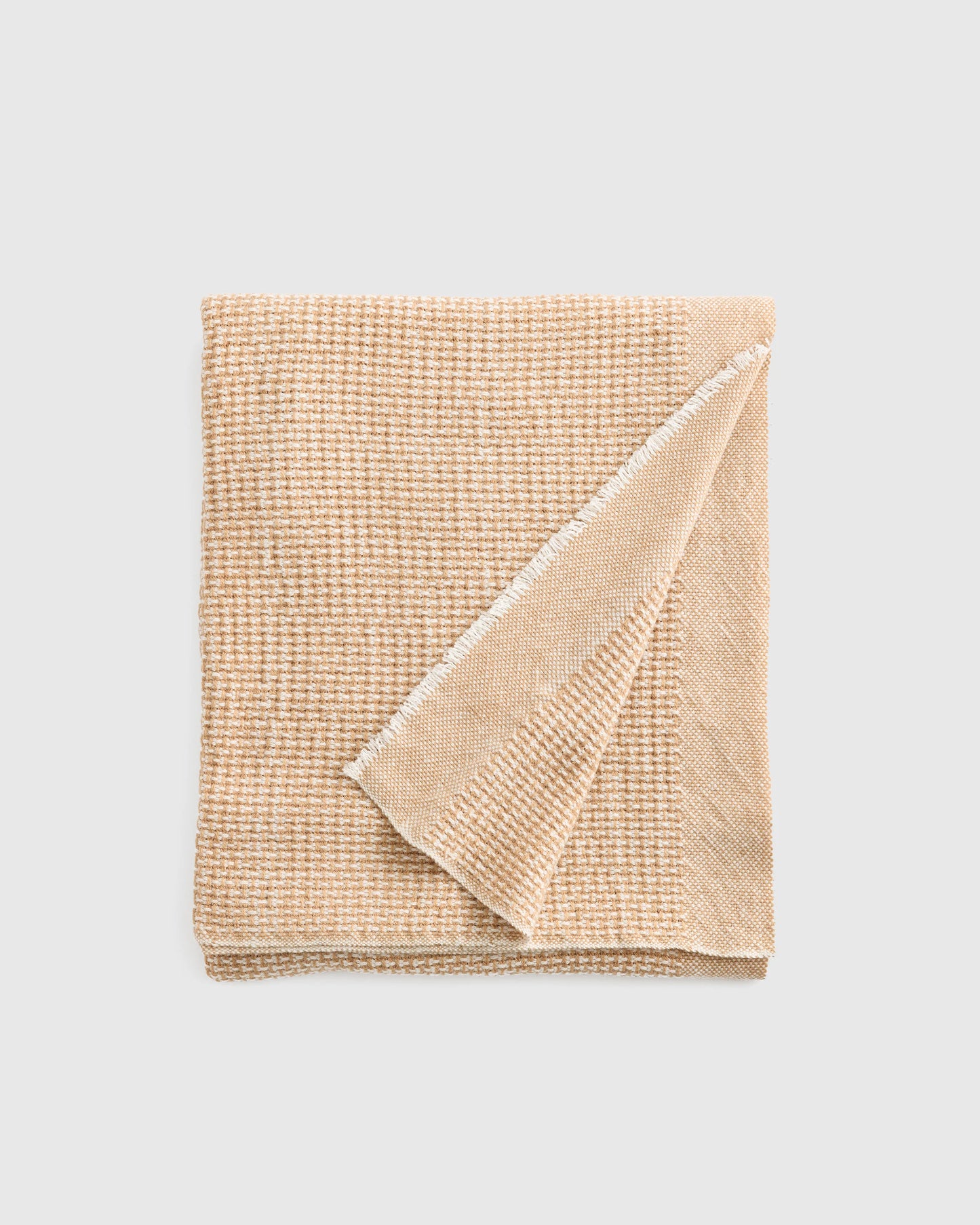 Lightweight Cashmere Wool Patterned Throw - 50x60 / Camel