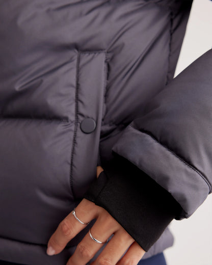 Responsible Down Cropped Puffer Jacket - XS / Shiny Black