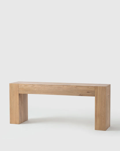 Reclaimed Oak Waterfall Console Table - One Size / Weathered Oak
