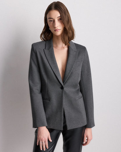 Ultra-Stretch Ponte Single-Breasted Blazer - XS / Espresso