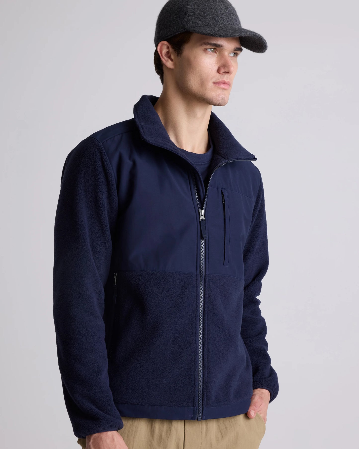 Polar Fleece Full-Zip Jacket - S / Gravel/Bold Black