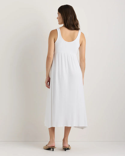 Bamboo Maternity Sleeveless Button Front Dress - XS / Classic White