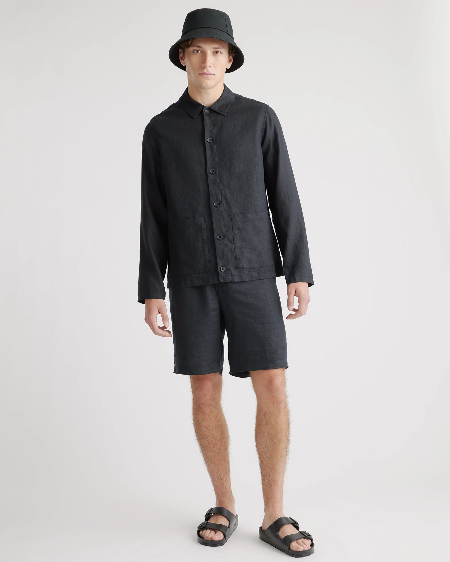 100% European Linen Chore Jacket - S / Flax