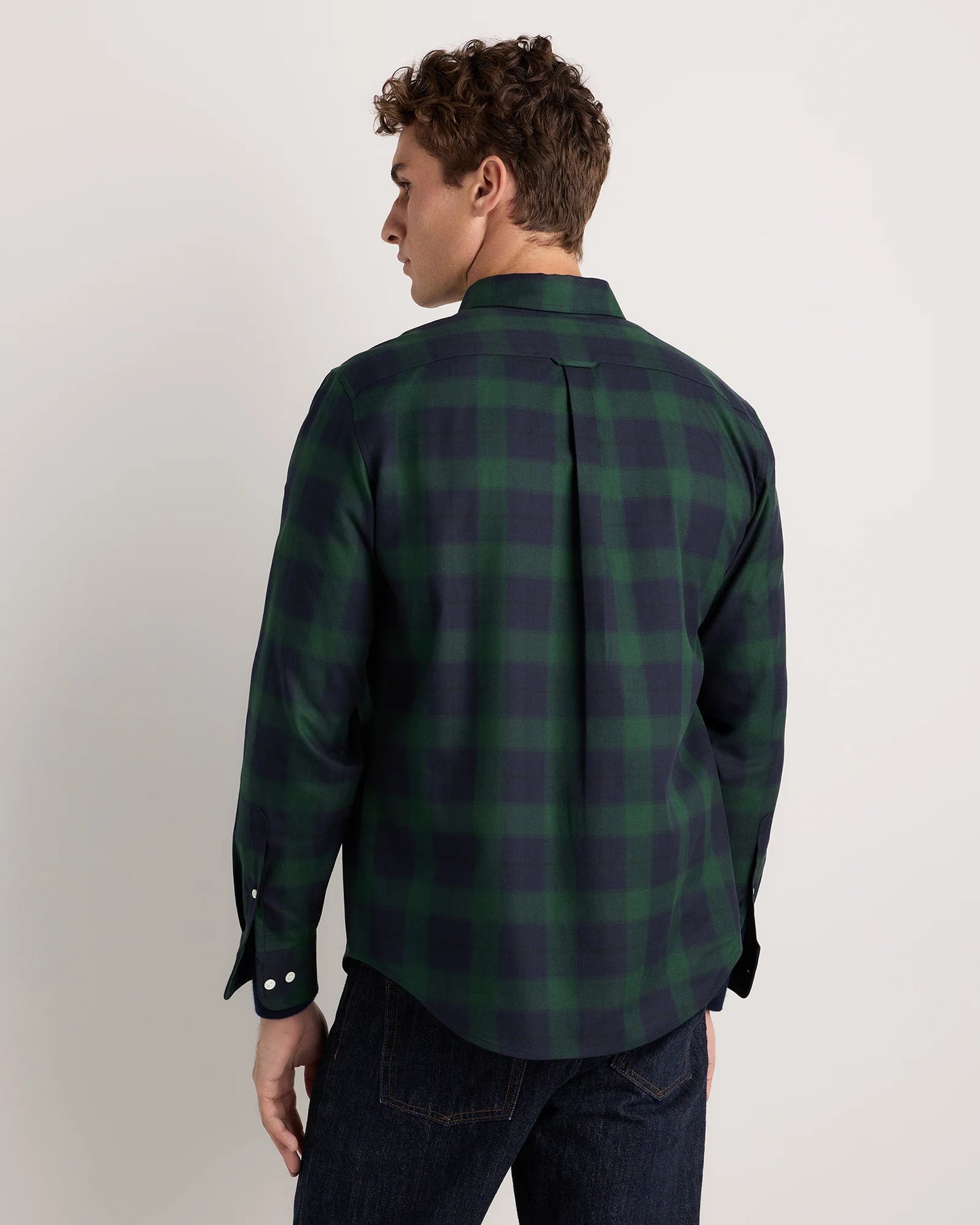 100% Organic Cotton Brushed Flannel Shirt - S / Red/Navy
