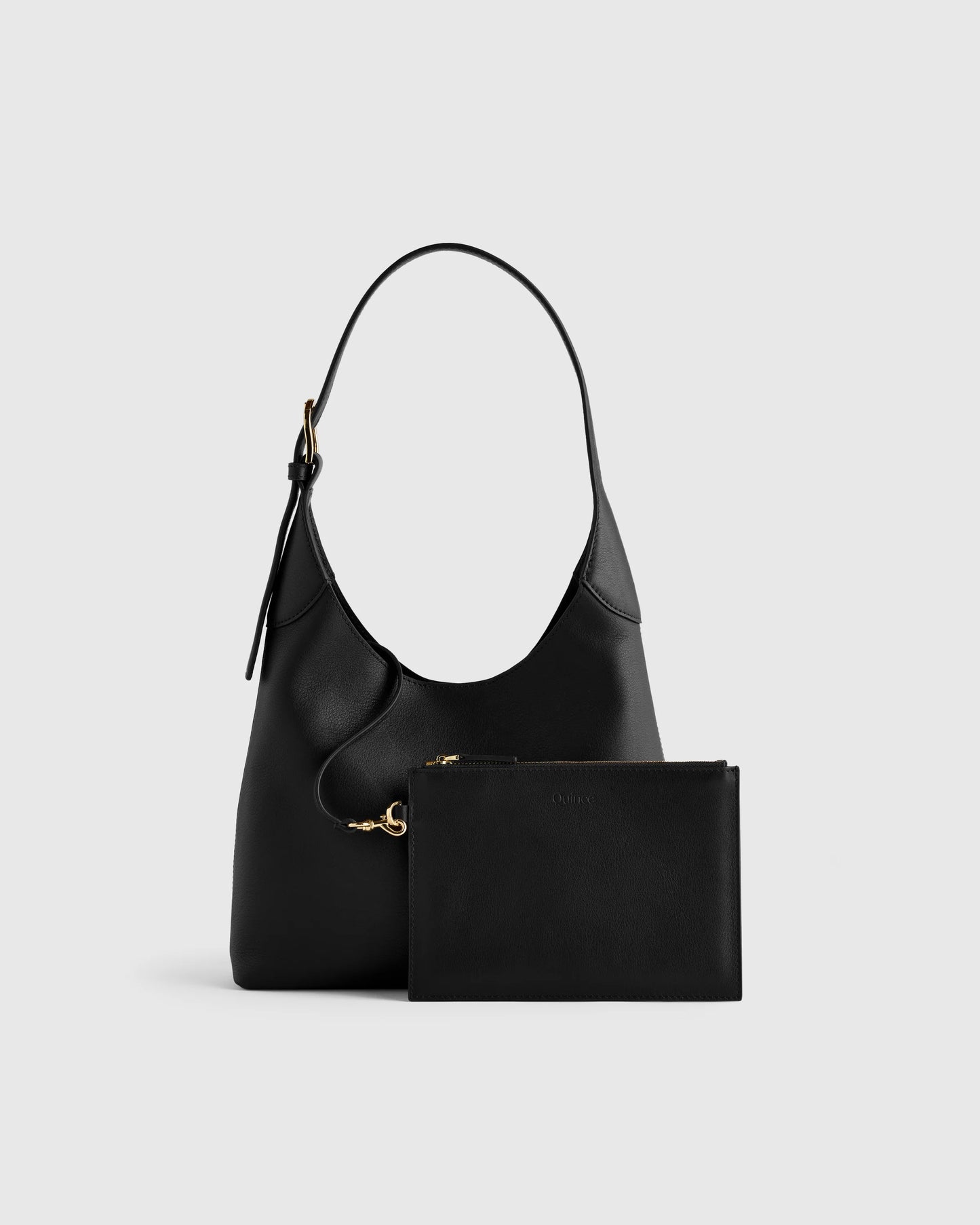 Full-Grain Leather Small Shoulder Bag - One Size / Black