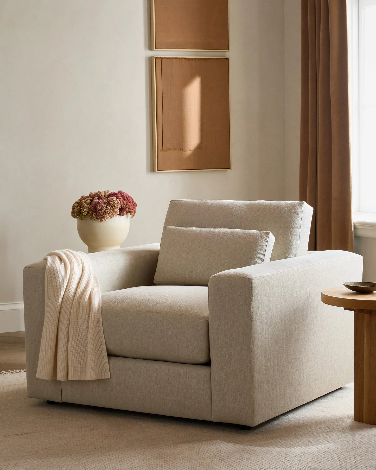 Ashford Deep Seat Chair and a Half in Performance Chenille Linen Blend - 46" / Snow