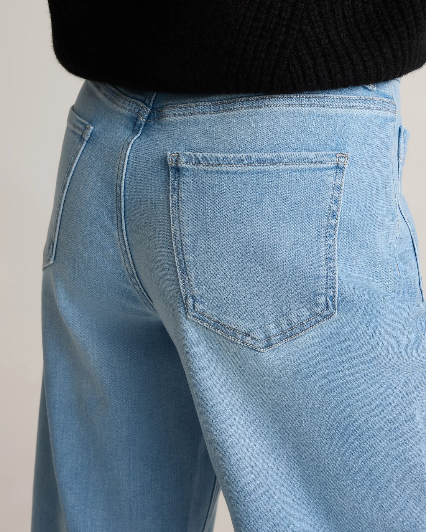 Bella Stretch Patch Pocket Wide Leg Jeans - 24 / Seaside Blue