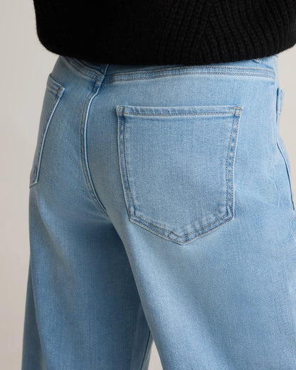 Bella Stretch Patch Pocket Wide Leg Jeans - 24 / Seaside Blue
