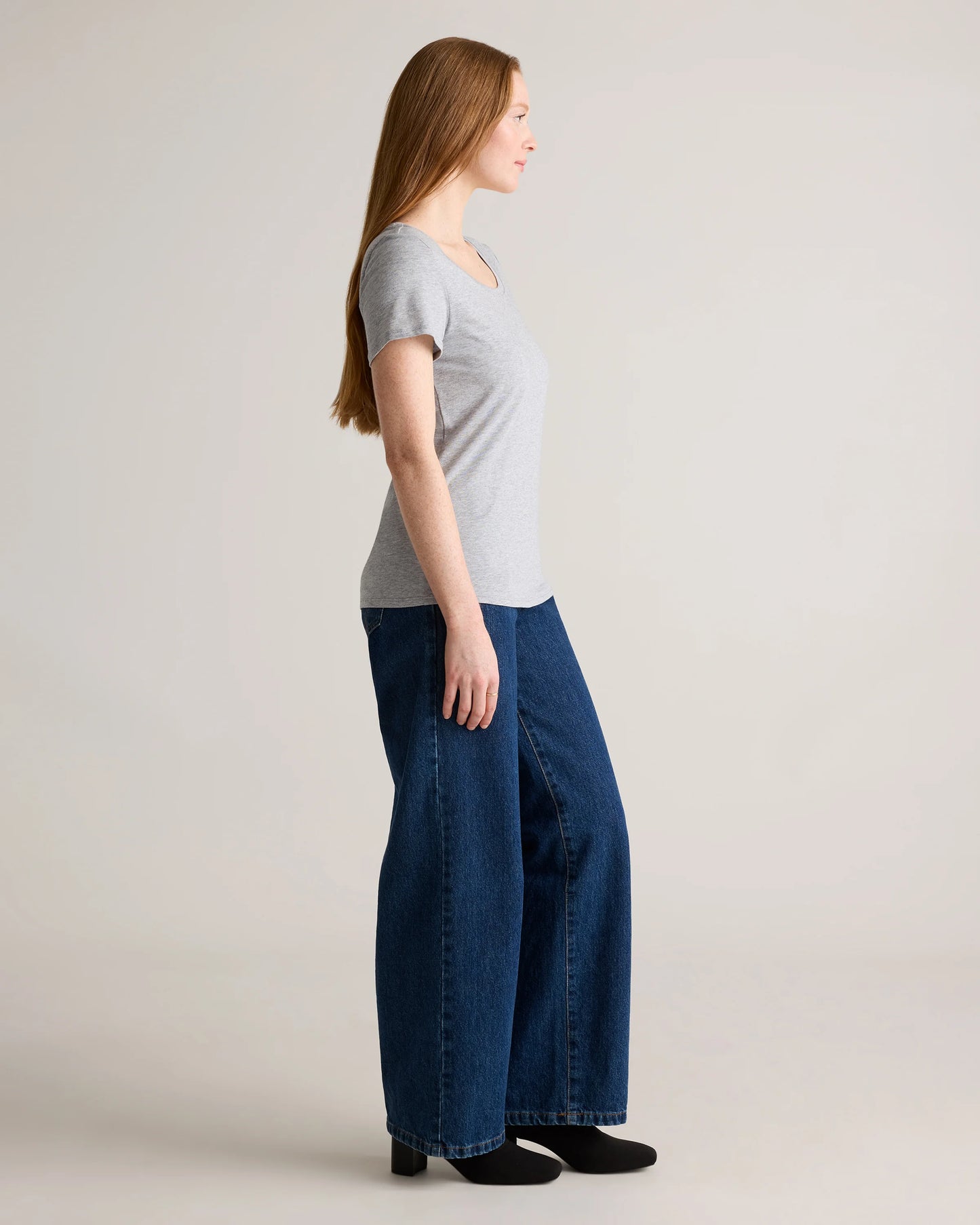 Cotton Modal Scoop Neck Tee - XS / Navy