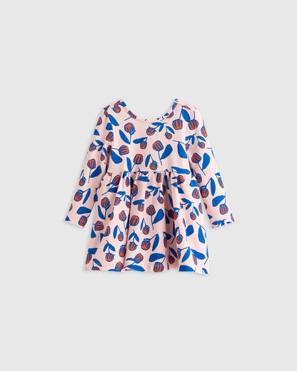 Organic Cotton Long Sleeve Skater Dress - 0-3M / Flower Buds
